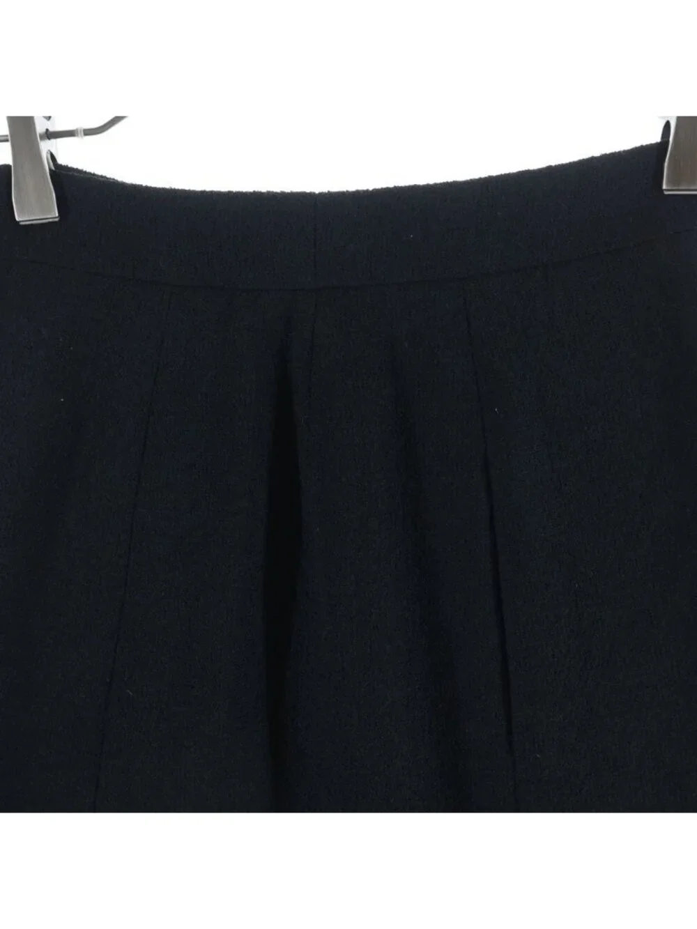 Chanel CC Logo Button Wool Skirt Black